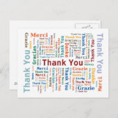 Bedankt Word Cloud in 5 talen Briefkaart (Voorkant / Achterkant)