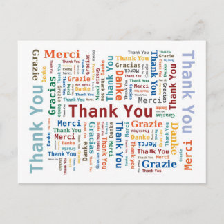 Bedankt Word Cloud in 5 talen Briefkaart