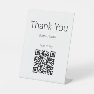 Bedankt Zakelijk Wit Zwart Scan om te Betalen QR C Reclamebord Met Voetstuk