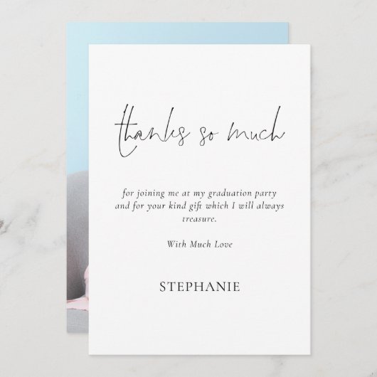 Bedankt zoveel Script Photo Afstuderen Hartelijk d Kaart (Voorkant / Achterkant)