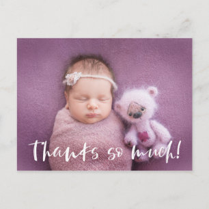 Bedankt zoveel   wit   Baby Foto bedankt Briefkaart