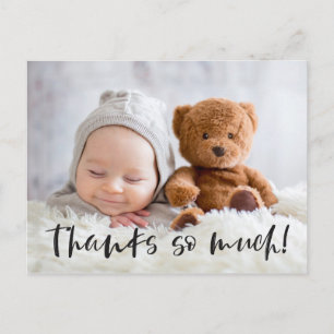 Bedankt zoveel   Zwart   Baby Foto bedankt Briefkaart