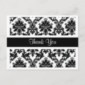  Bedankt Zwart-wit Damask Bloemen Briefkaart (Voorkant)