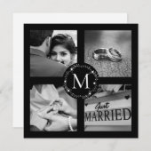 Bedankte Monogram Geschenkte Trouwfoto Collage Kaart (Voorkant / Achterkant)