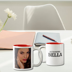 Bedda Bella Sicilian/Italiaans mooi meisje Foto Tweekleurige Koffiemok