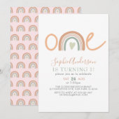 Bedekte beenderen pastel Boho regenboog 1e verjaar Kaart (Voorkant / Achterkant)