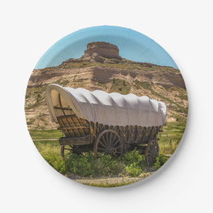 Bedekte Wagon op Scotts Bluff National Monument Papieren Bordje