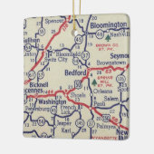 Bedford IN 50's Map Keramisch Ornament (Links)
