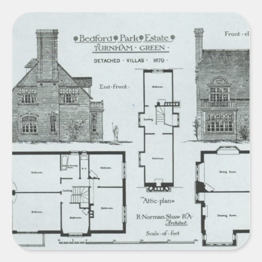 Bedford Park Estate Vierkante Sticker (Voorkant)