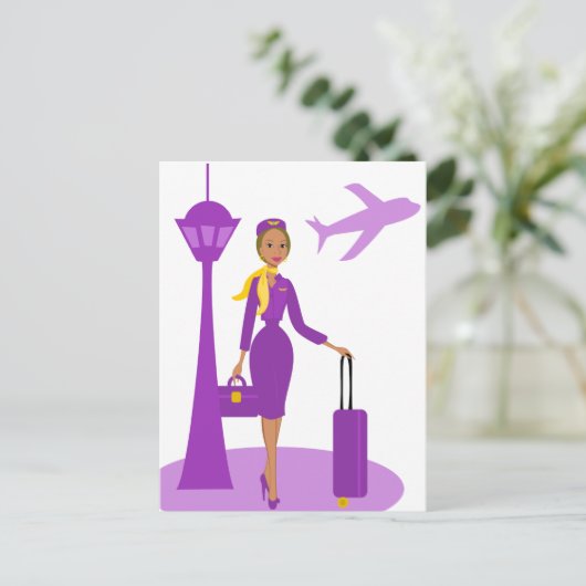 Bediende van een Fabulous Flight Briefkaart (Staand voorkant)