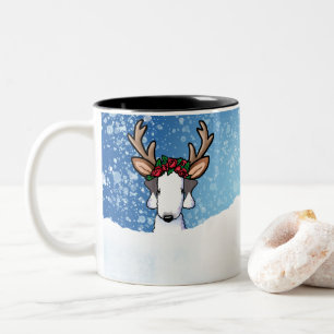 Bedlington Reindeer Christmas Mug à deux tons