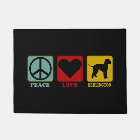 Bedlington Terrier Dog Peace Love Gift for Owner Deurmat (Voorkant)