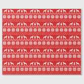 Bedlington Terrier Dog Silhouettes Kerstmis Cadeaupapier (Vlak)