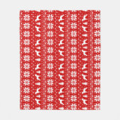 Bedlington Terrier Dog Silhouettes Kerstrood Fleece Deken (Voorkant)