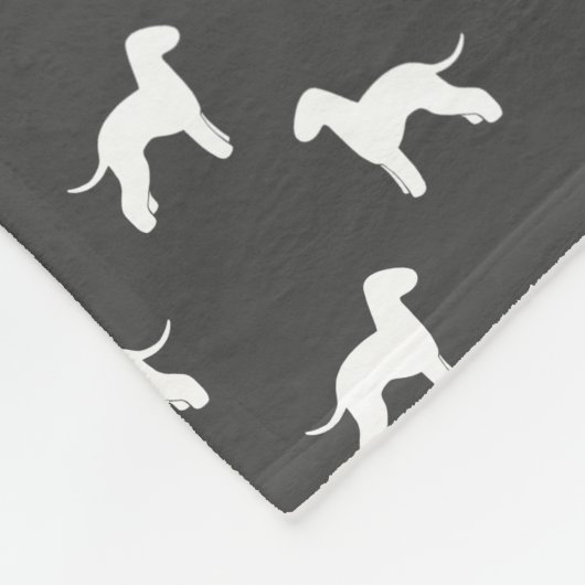 Bedlington Terrier Dog Silhouettes Pattern Grey Fleece Deken (Hoek)