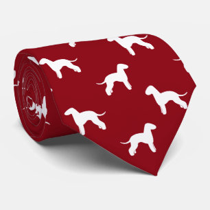 Bedlington Terrier Dog Silhouettes Pattern Red Stropdas