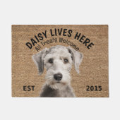 Bedlington Terrier gepersonaliseerde huisdier Deurmat (Voorkant)