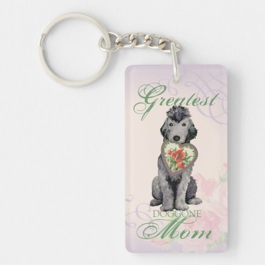 Bedlington Terrier Heart Mam Sleutelhanger (Voorkant)