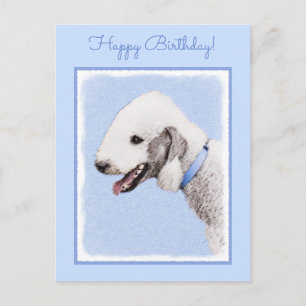 Bedlington Terrier Painting - Originele Dog Art Briefkaart