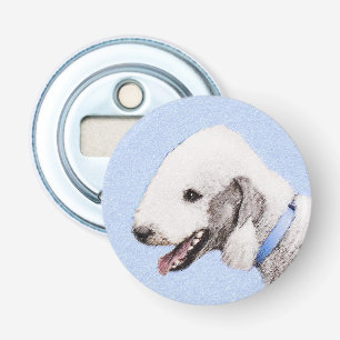 Bedlington Terrier Painting - Originele Dog Art Button Flesopener