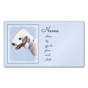 Bedlington Terrier Painting - Originele Dog Art Magnetisch Visitekaartje