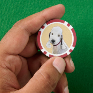 Bedlington Terrier Painting - Originele Dog Art Poker Chips