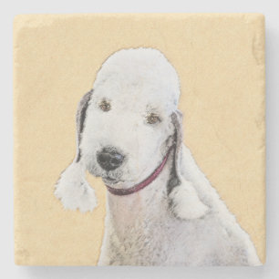 Bedlington Terrier Painting - Originele Dog Art Stenen Onderzetter