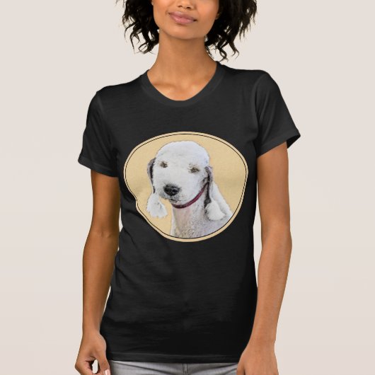 Bedlington Terrier Painting - Originele Dog Art T-shirt (Voorkant)
