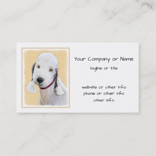 Bedlington Terrier Painting - Originele Dog Art Visitekaartje