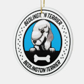 Bedlington Terrier Peeking Illustration Badge Keramisch Ornament (Links)