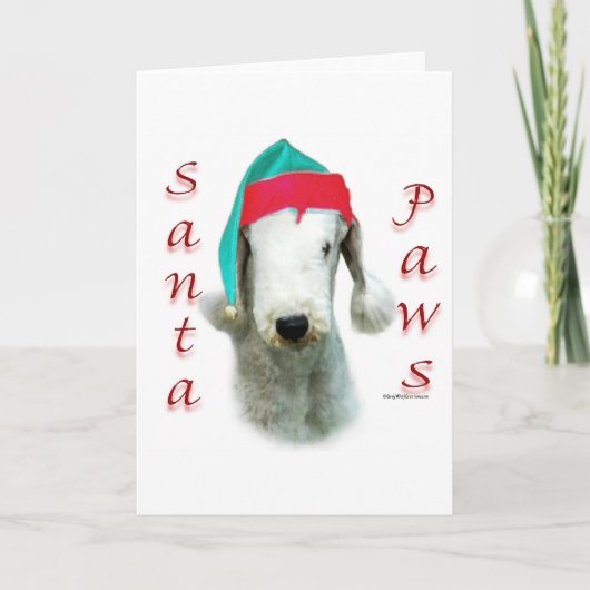 Bedlington Terrier Santa Paws Feestdagen Kaart (Voorkant)