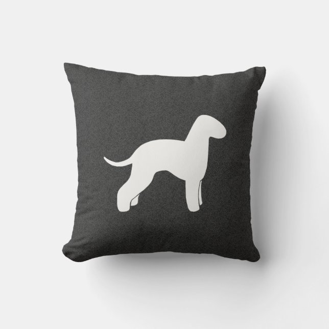 Bedlington Terrier Silhouette Kussen (Voorkant)