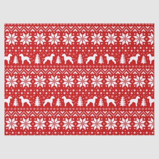 Bedlington Terrier Silhouettes kerst Pattern Tissuepapier (Voorkant)