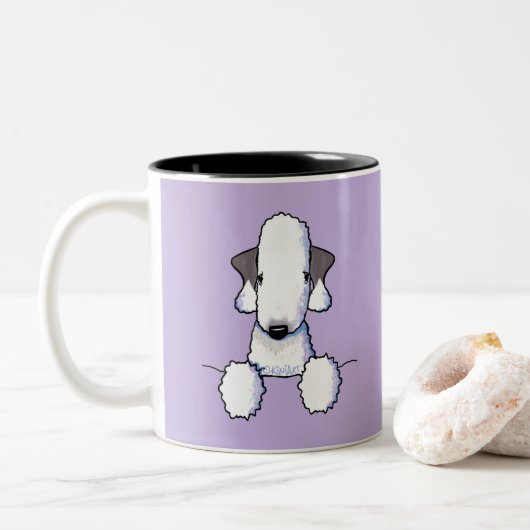 Bedlington Terrier Two-Tone Coffee Mok (Met donut)