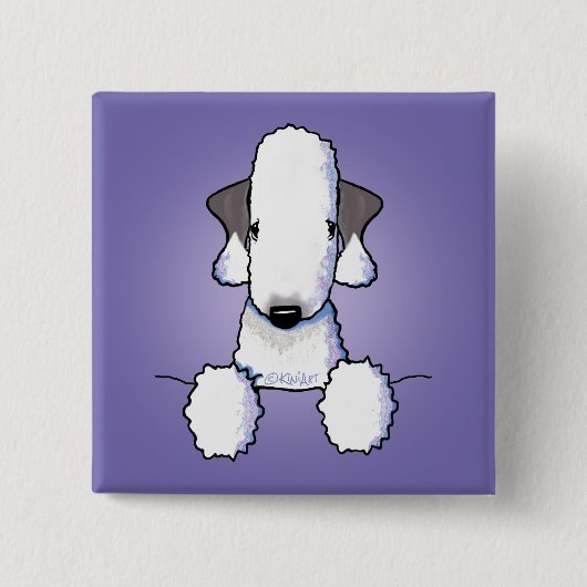 Bedlington Terrier Vierkante Button 5,1 Cm (Voorkant)
