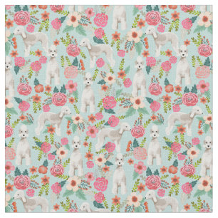 Bedlington Terrier vintage florals munt Stof
