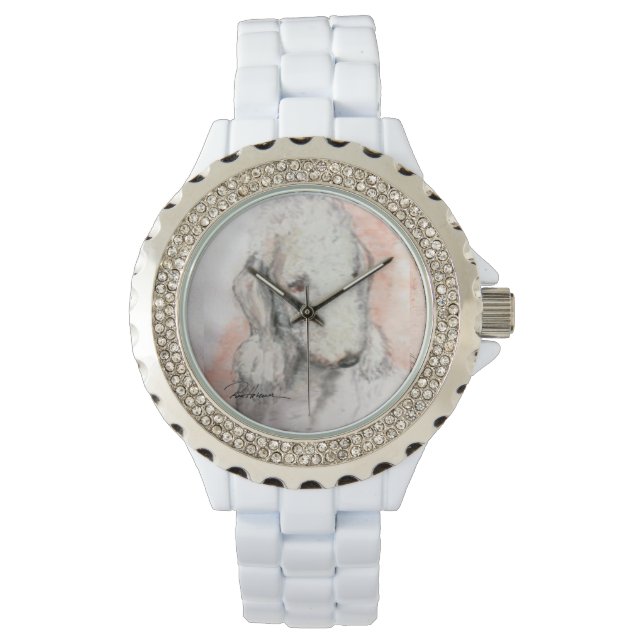 Bedlington Terrier Watch van Hevener Horloge (Voorkant)