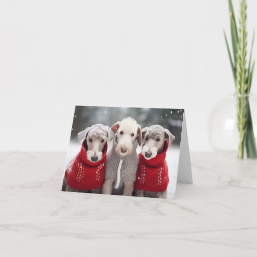 Bedlington Terriers dans la carte de pulls de Noël (Devant)