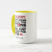 Bedoel niet om je Buttonnen Sarcastisch Gezegde te Mok (Voorkant links)