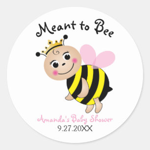 Bedoeld om Bee Baby shower Stickers-Pink Ronde Sticker
