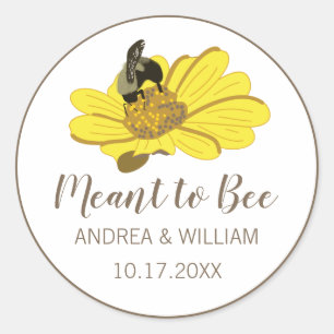 Bedoeld om geel bloem illustratie bruiloft ronde sticker