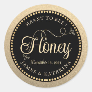 Bedoeld om Gold Black Wedding Honey Bee Label te z