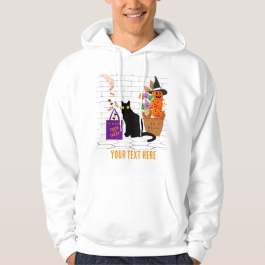 Bedrade kat met een pompoen in Halloween bewerkbaa Hoodie (Voorkant)