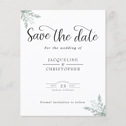 Bedrag voor weddenschap Eucalyptus Opslaan datum Flyer (Voorkant)