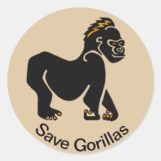 Bedreigd dier - Red de gorilla's - Afrika Ronde Sticker (Voorkant)
