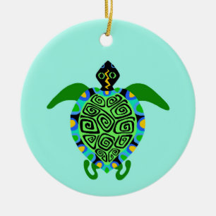 Bedreigd dier - Zee SCHILDPAD - Wildlife - Aqua Keramisch Ornament