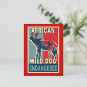 Bedreigde African Wild Dog Pop Art Tshirts Briefkaart (Staand voorkant)
