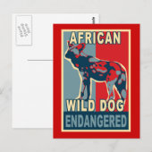 Bedreigde African Wild Dog Pop Art Tshirts Briefkaart (Voorkant / Achterkant)