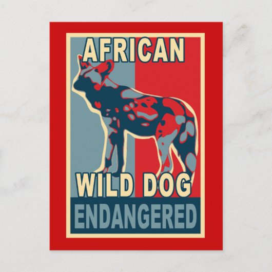 Bedreigde African Wild Dog Pop Art Tshirts Briefkaart (Voorkant)
