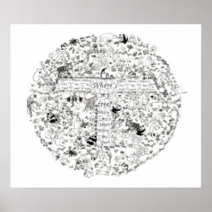 Bedreigde dieren bomen aarde-wervingskunst poster